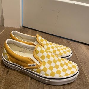 Yellow and white checkered vans